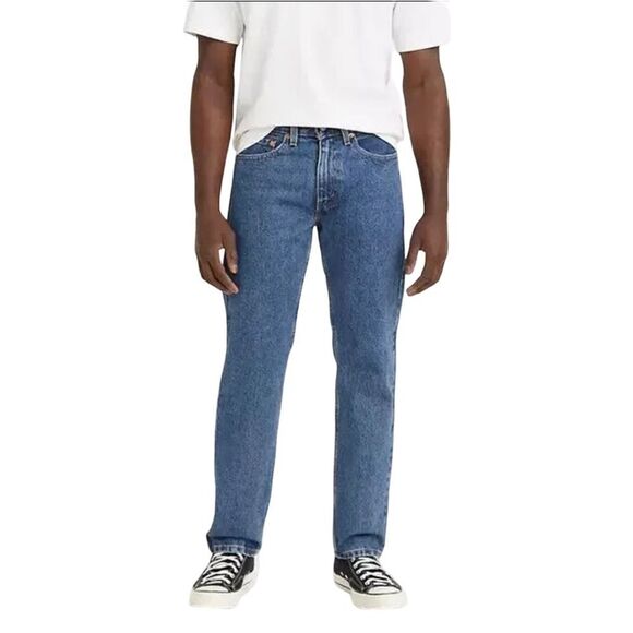 Levi's 505 Red Tab Medium Stone Wash Straight Leg Classic Denim Jeans 36x32 - Picture 1 of 14